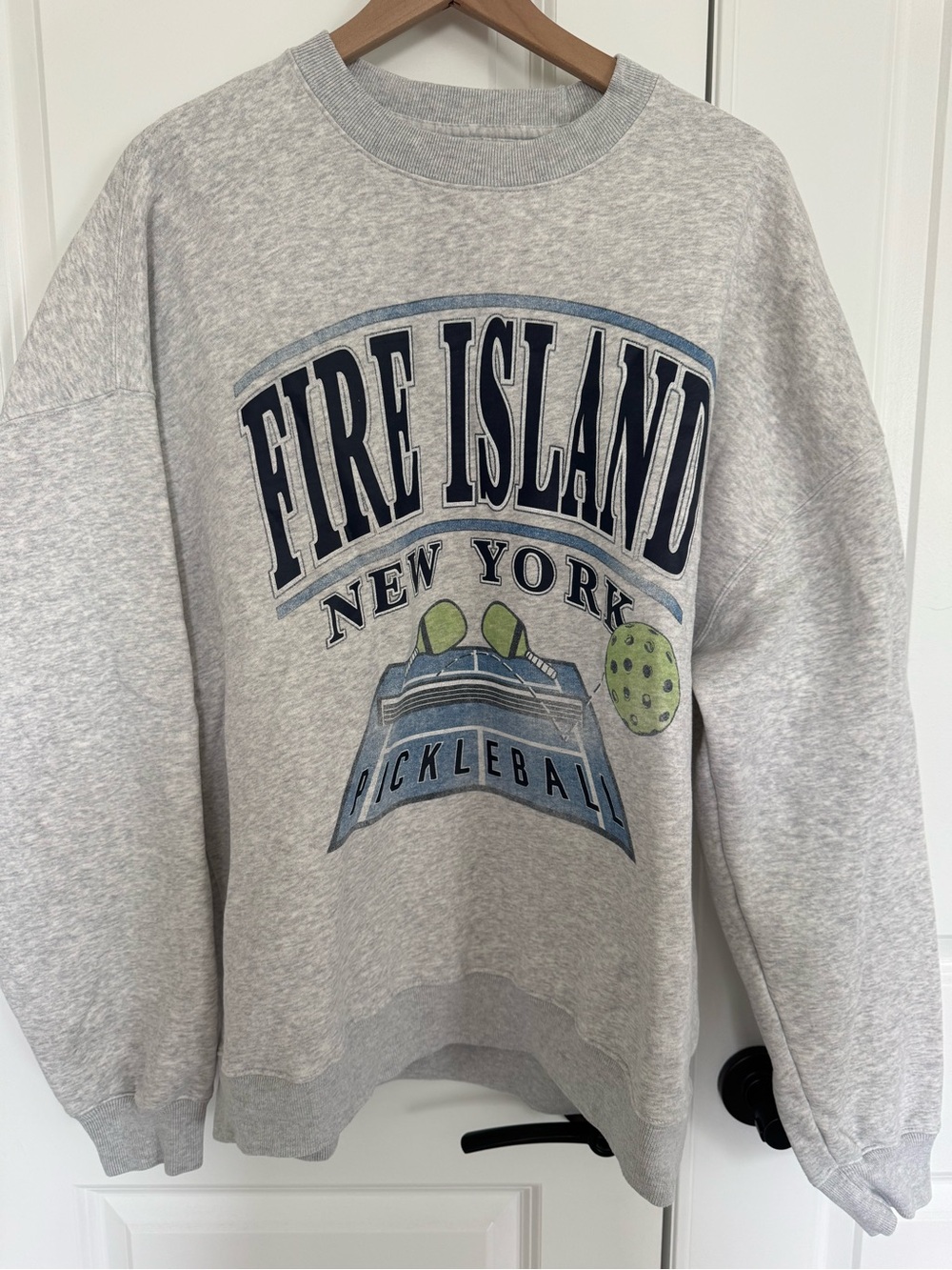 Abercrombie & Fitch Light Gray Fire Island Pickleball Crewneck Sweatshirt